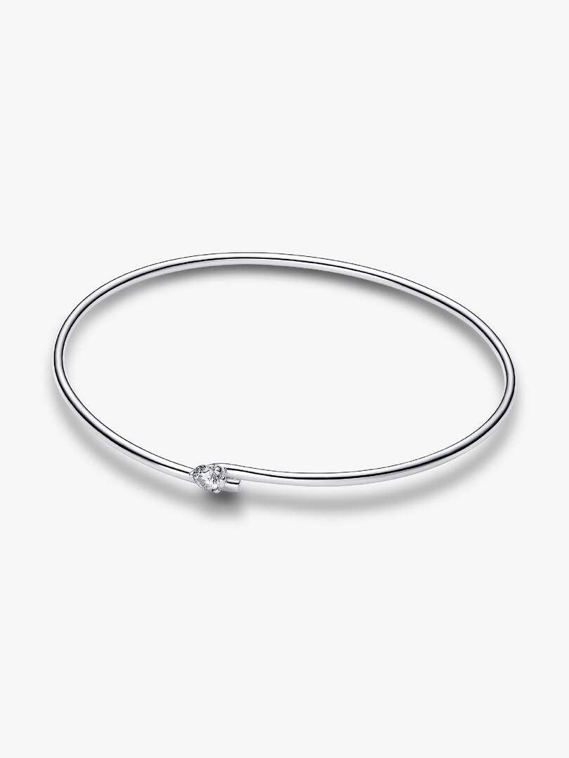 FINAL SALE - Pandora Nova Sterling Silver Lab-grown Diamond Open Bangle 0.25 ct TW, Sterling silver