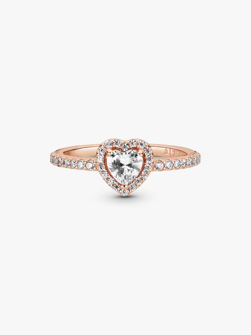 Sparkling Elevated Heart Ring 14k rose gold plating