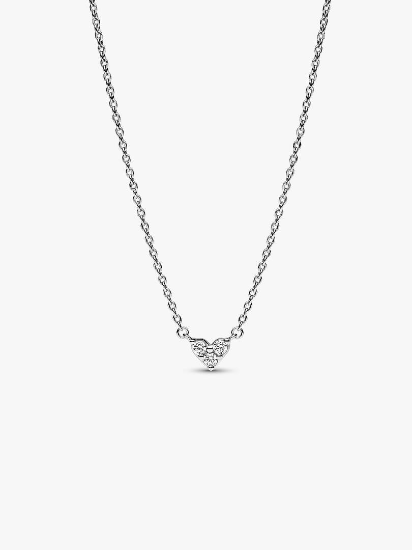 Triple Stone Heart Collier Necklace Sterling silver