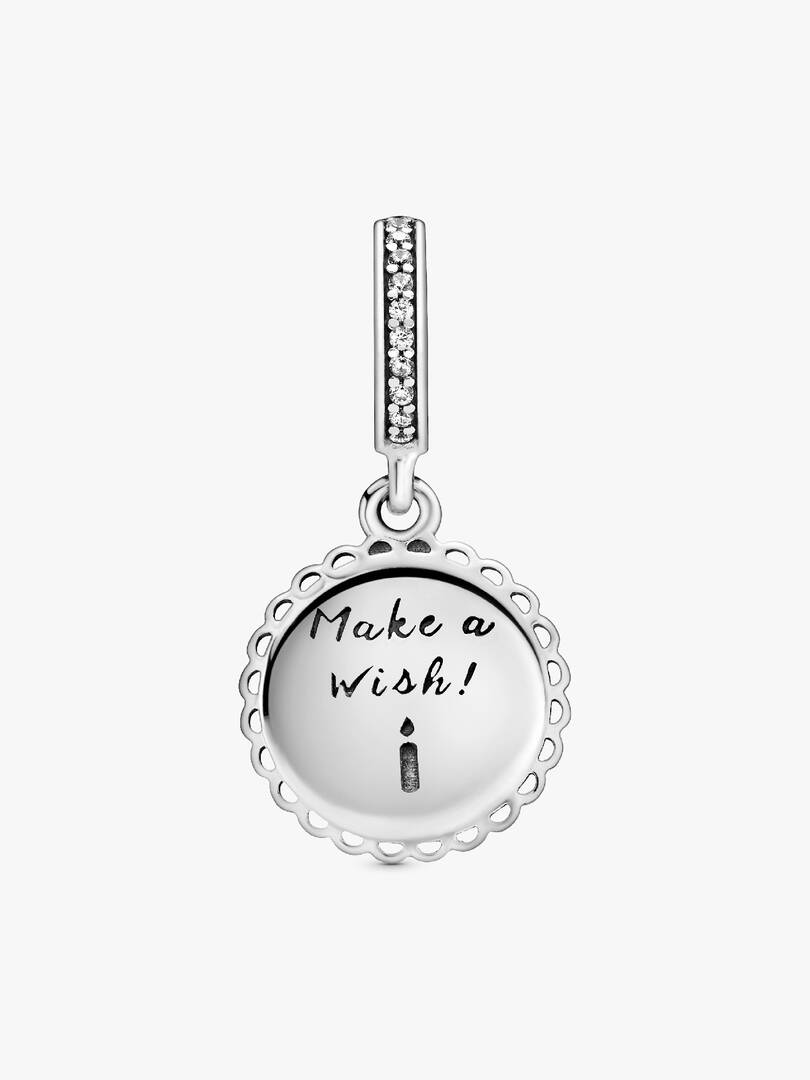 Pink Birthday Cake Dangle Charm Sterling silver