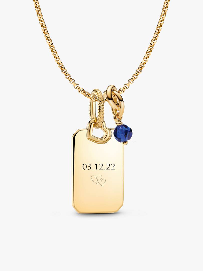 September Engravable Dangle Charm Necklace Set 3 Quantity