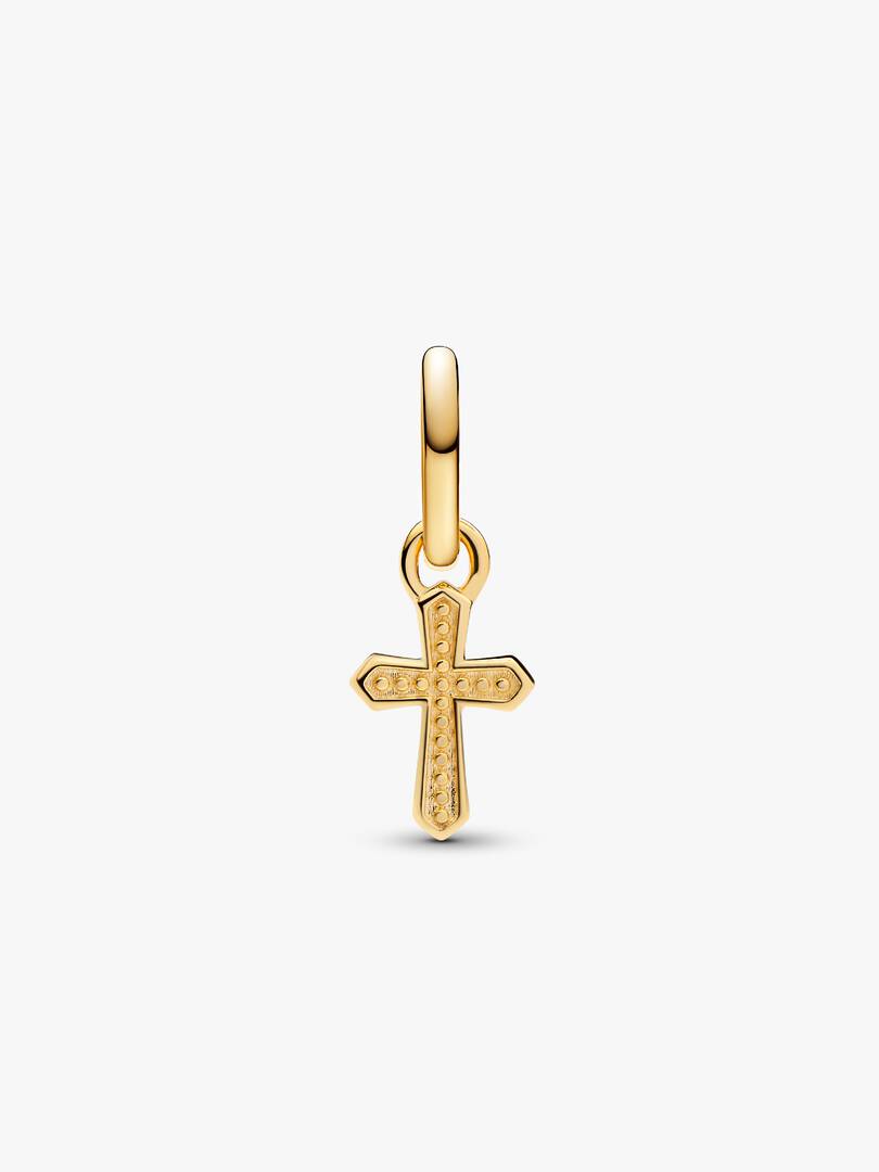 Sparkling Cross Mini Dangle Charm 14k gold plating
