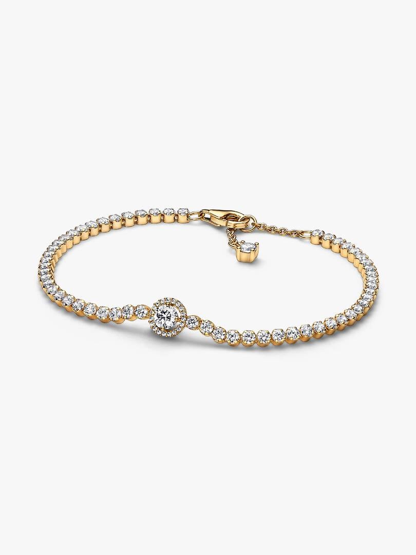 Sparkling Halo Tennis Bracelet 14k gold plating