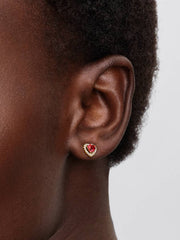 Elevated Heart Stud Earrings 14k gold plating