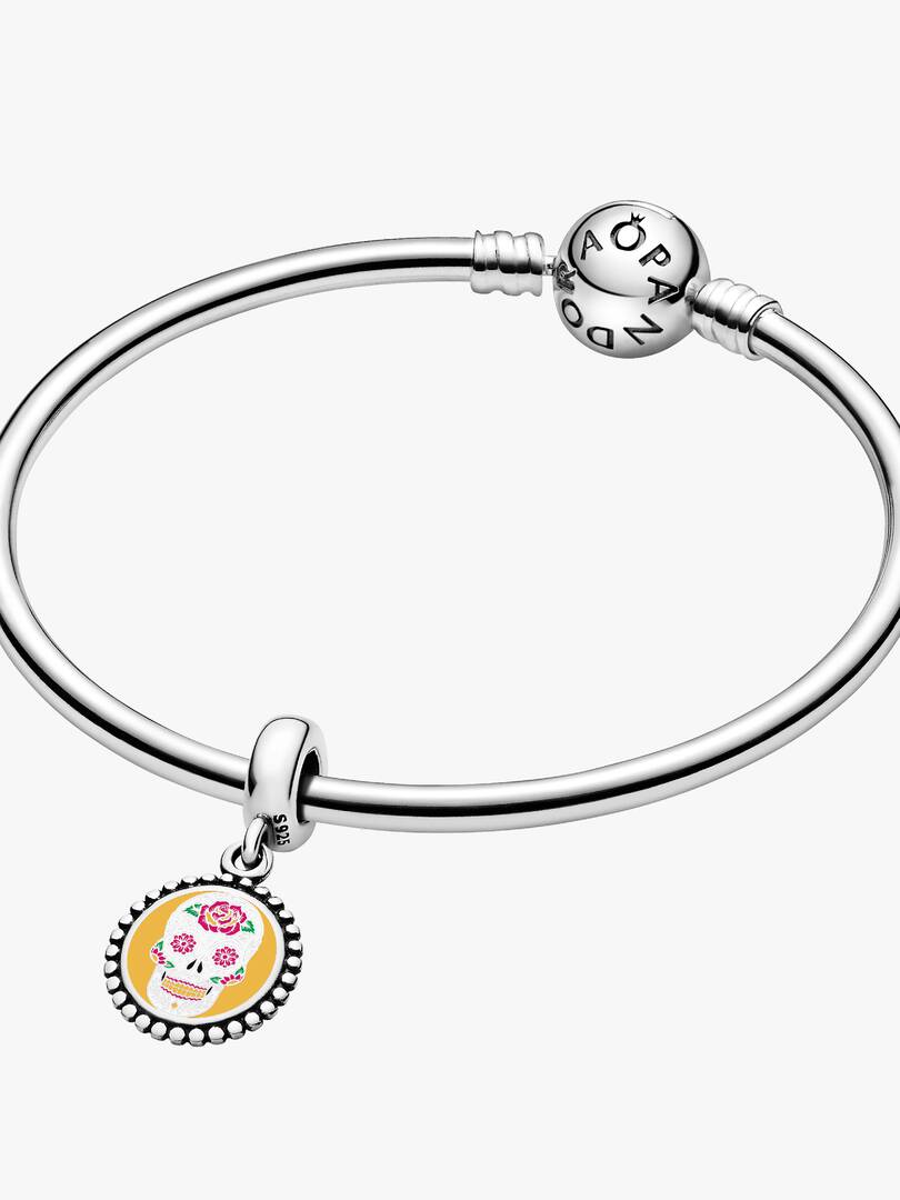 Sugar Skull Dangle Charm Sterling silver