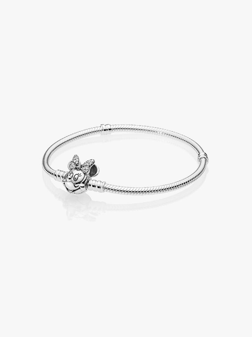 Disney Pandora Moments Pavé Minnie Mouse Clasp Snake Chain Bracelet Sterling silver