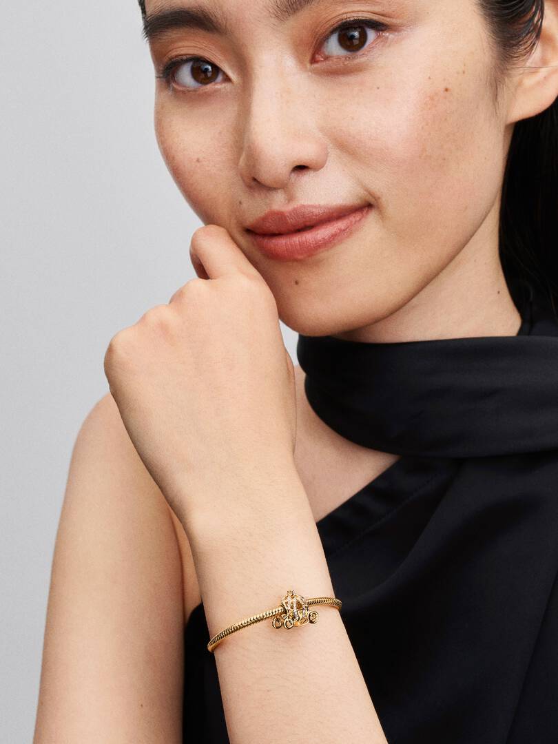 Disney Cinderella Sparkling Carriage Charm 14k gold plating