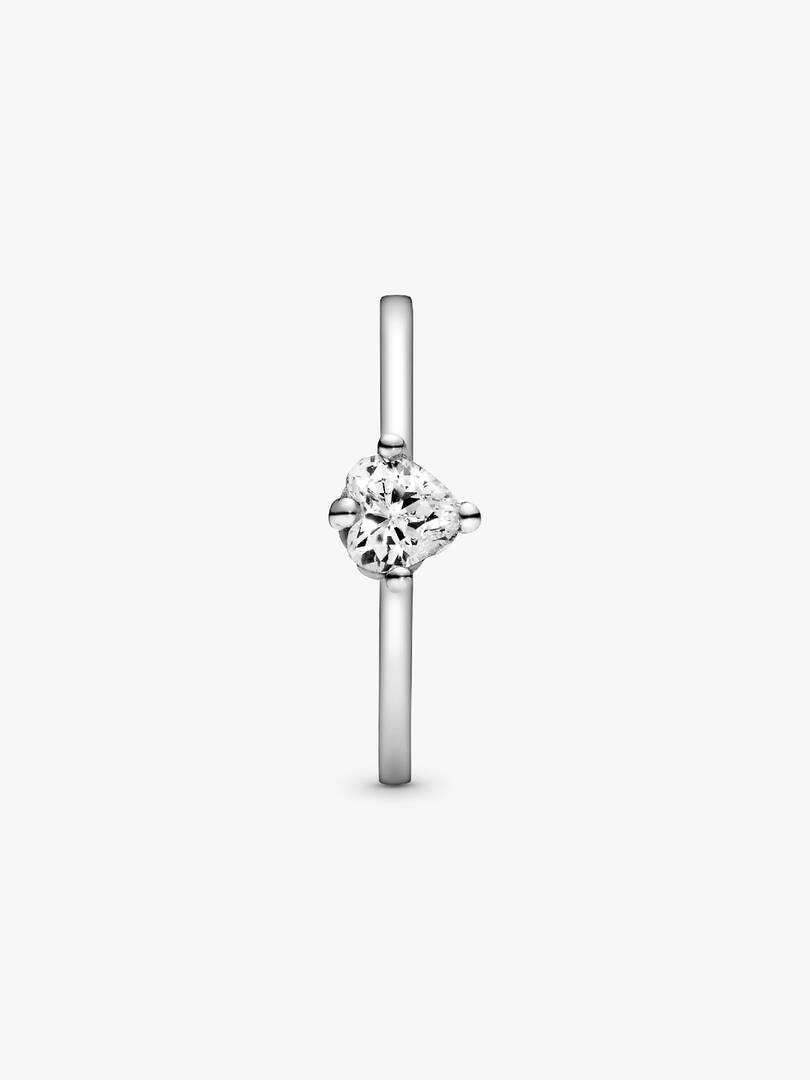 Clear Heart Solitaire Ring Sterling silver