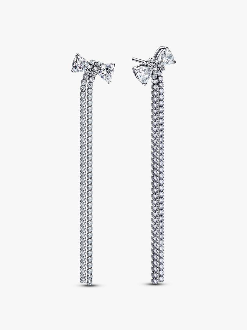 FINAL SALE - Pavé Bow Drop Earrings Sterling silver