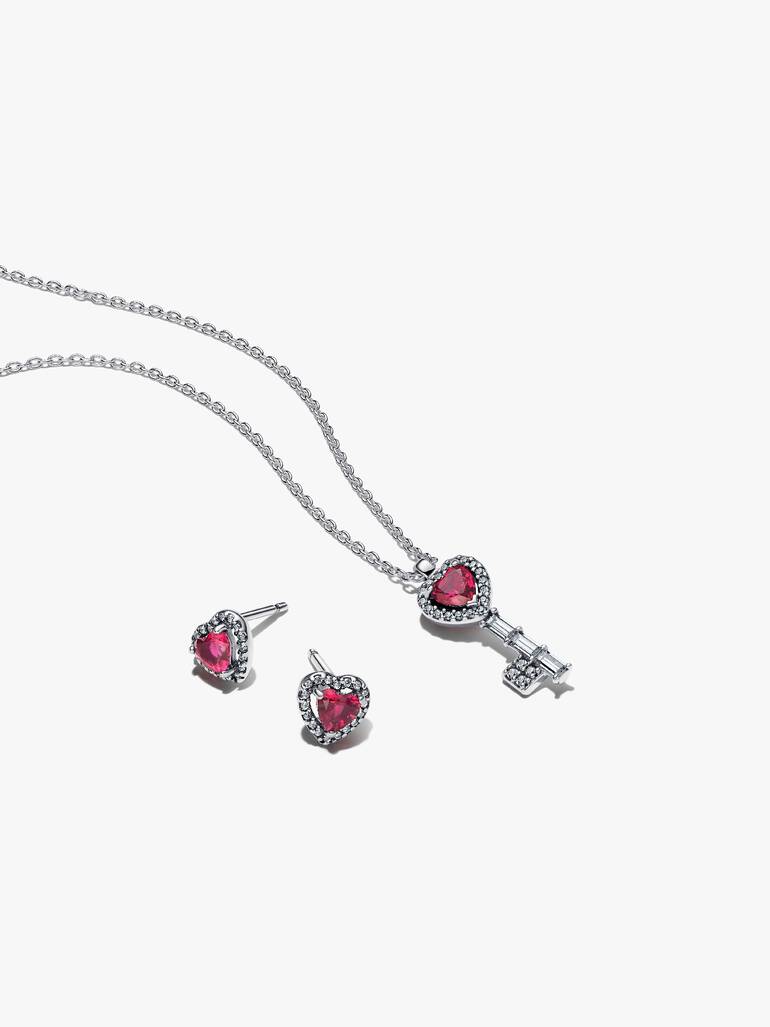 Elevated Heart Key Jewelry Gift Set Sterling silver