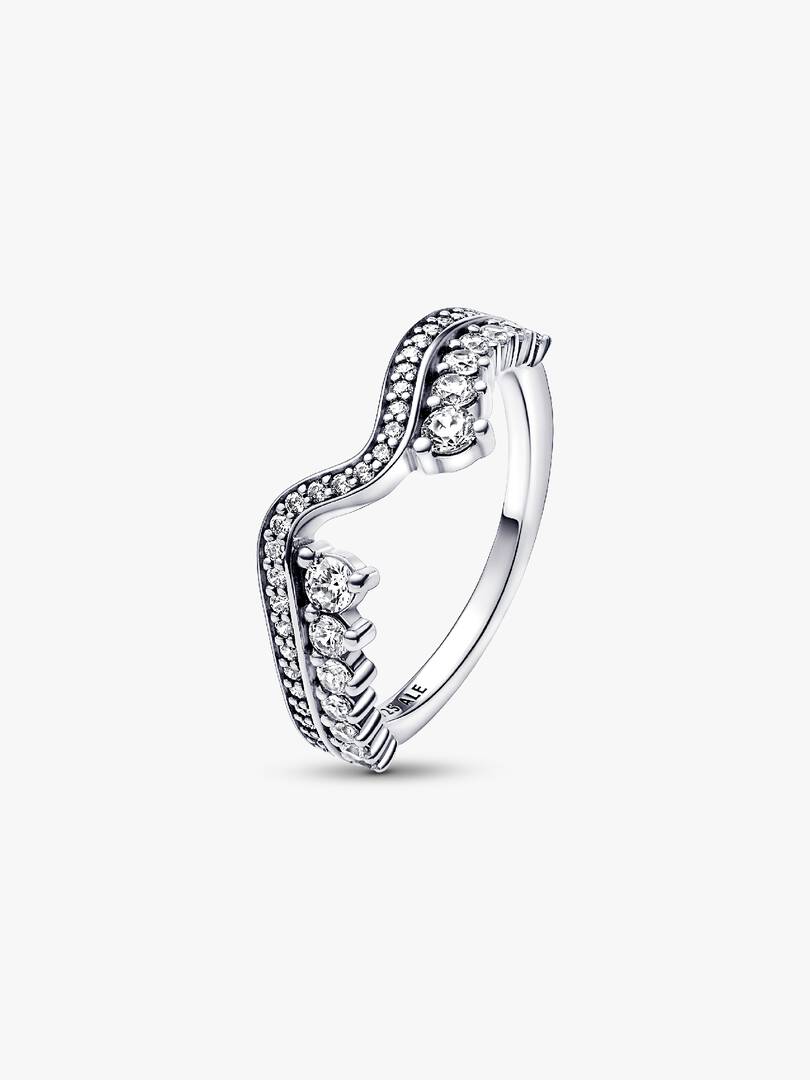 FINAL SALE - Sparkling Asymmetric Wave Ring Sterling silver