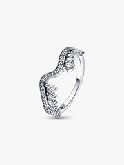 FINAL SALE - Sparkling Asymmetric Wave Ring Sterling silver