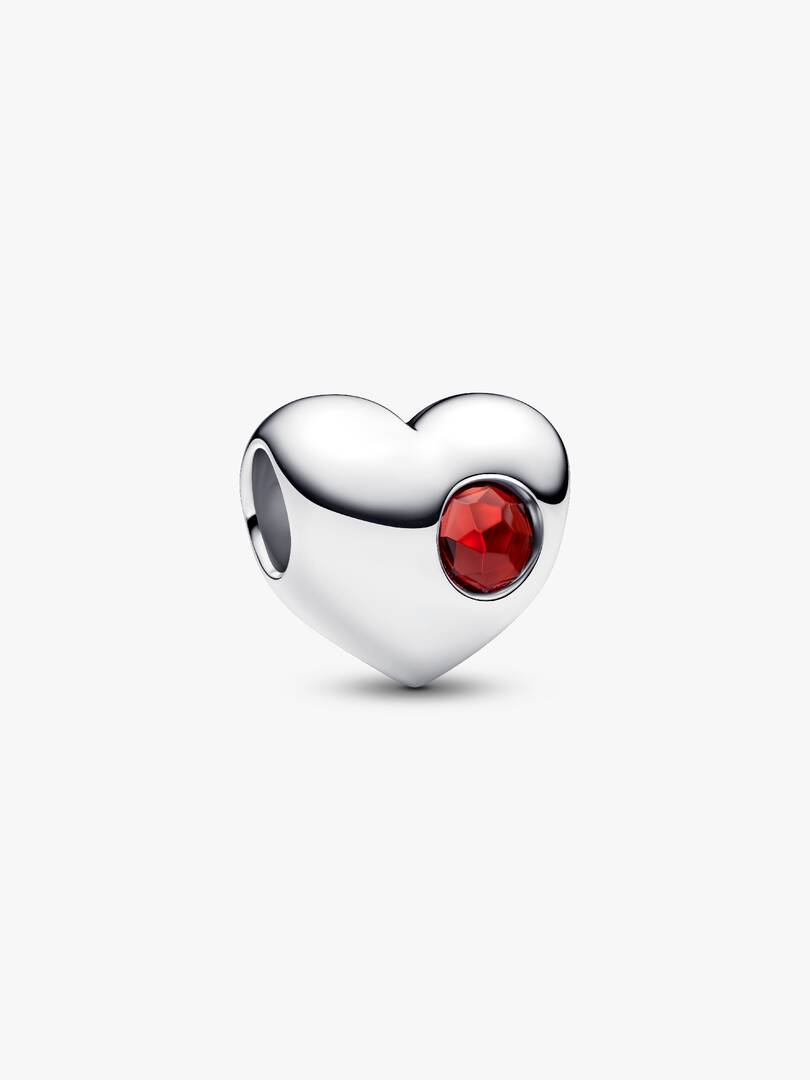Engravable Red Stone Heart Charm Sterling silver