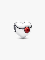 Engravable Red Stone Heart Charm Sterling silver
