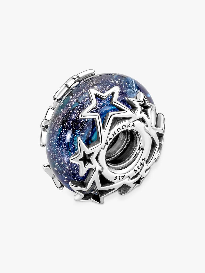Galaxy Blue & Star Murano Charm Sterling silver
