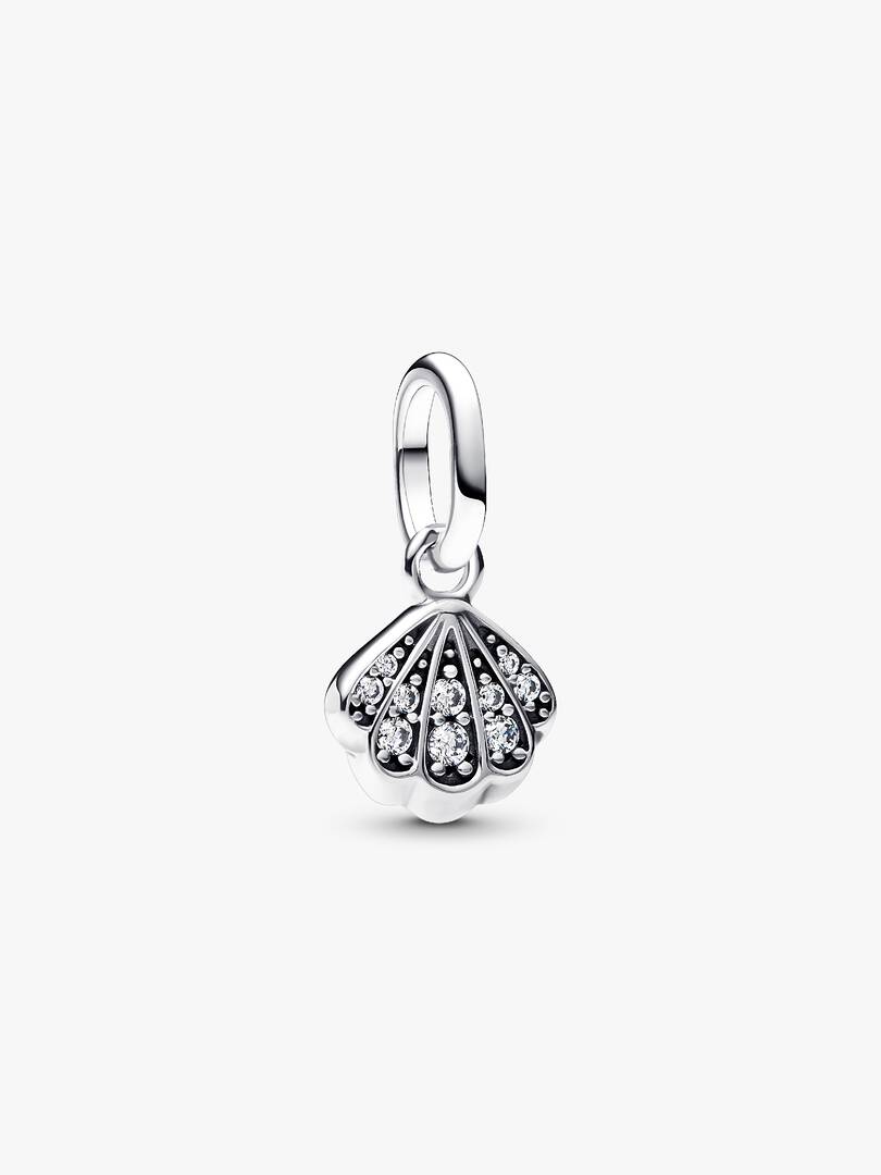 Sparkling Shell Mini Dangle Charm Sterling silver
