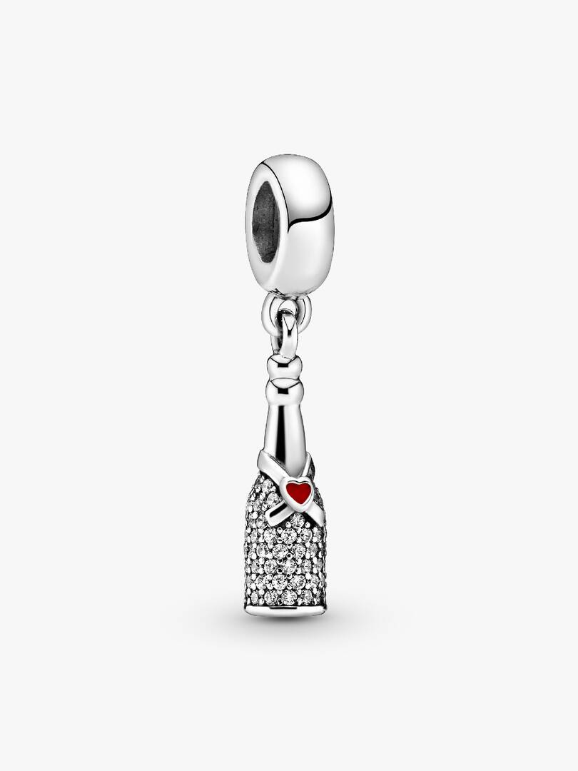 FINAL SALE - Sparkling Wine Bottle Dangle Charm Sterling silver