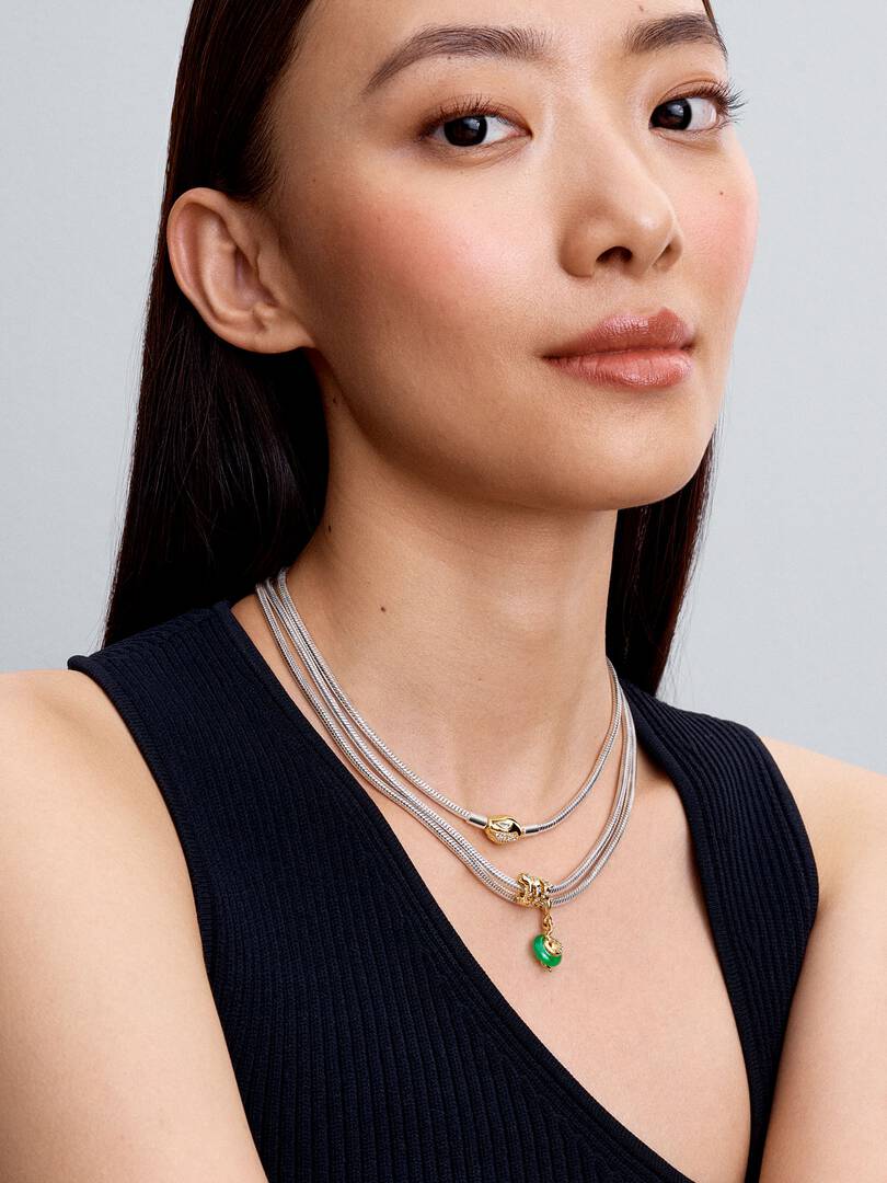 Snake Green Murano Glass Dangle Charm 14k gold plating