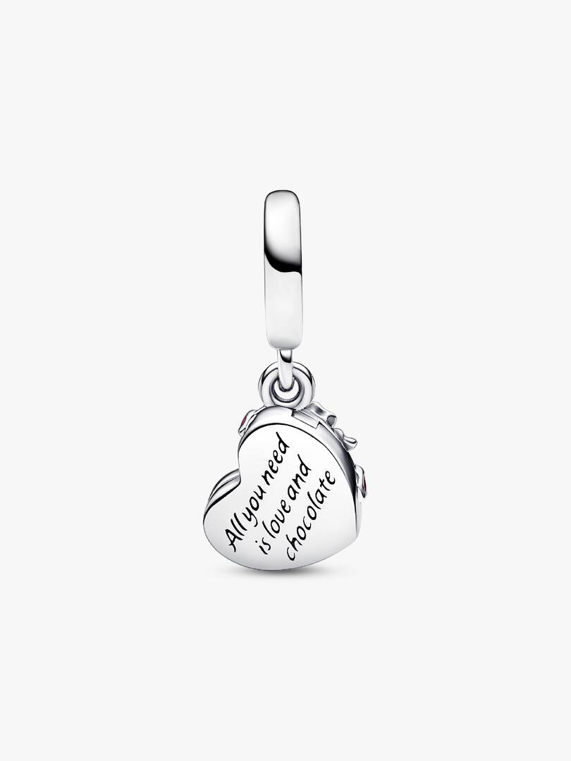FINAL SALE - Openable Heart Chocolate Gift Box Dangle Charm Sterling silver