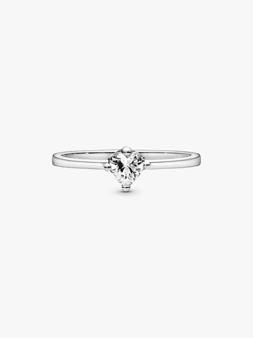 Clear Heart Solitaire Ring Sterling silver