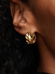 Rippled Hoop Earrings 14k gold plating