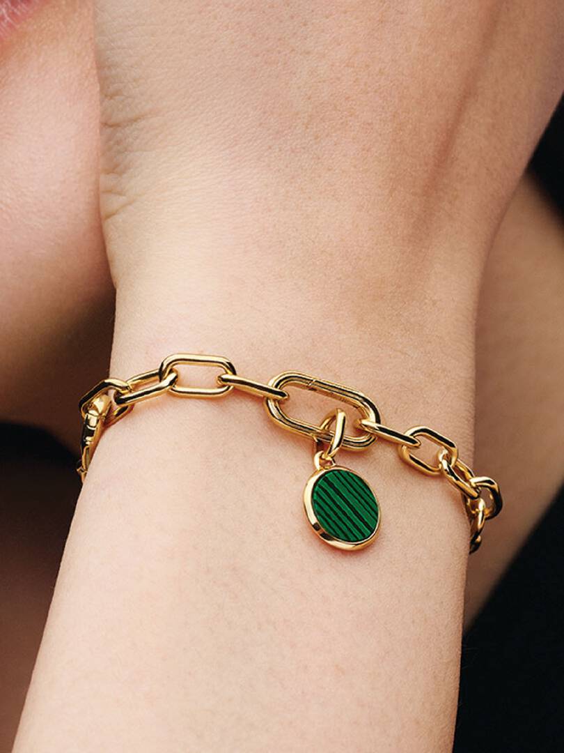 Green Engravable Mini Medallion Charm 14k gold plating