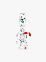 Gingerbread Man Dangle Charm Sterling silver