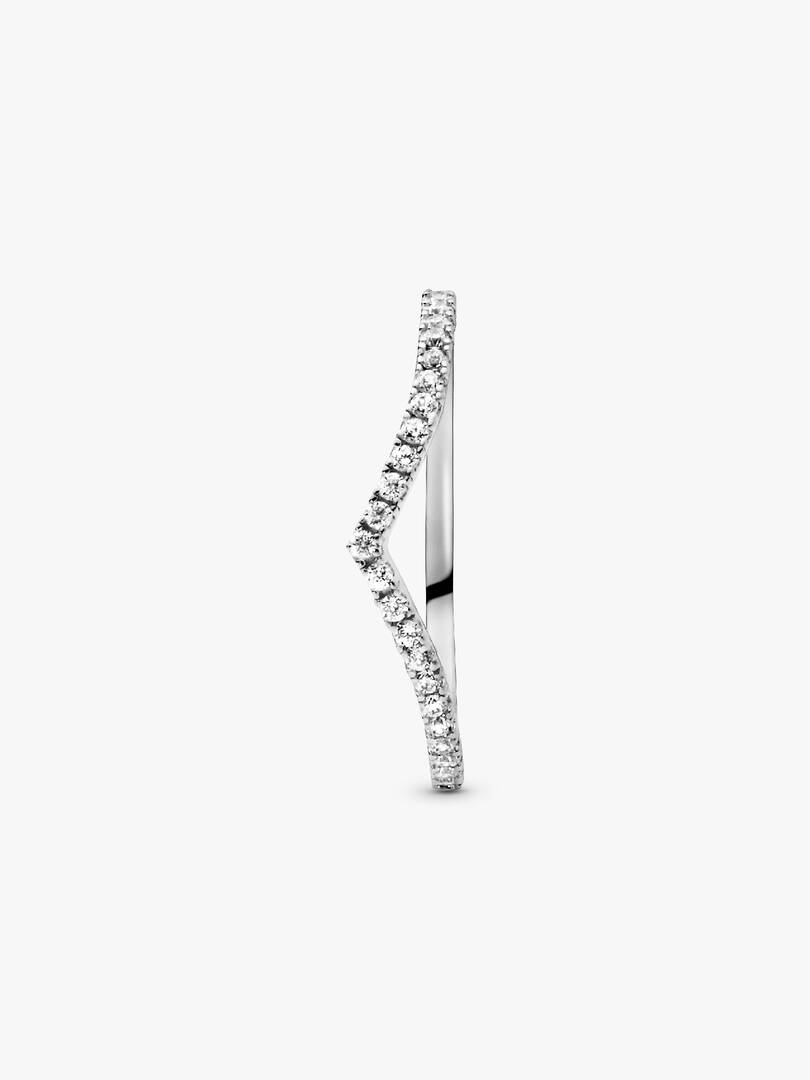 Sparkling Wishbone Ring Sterling silver