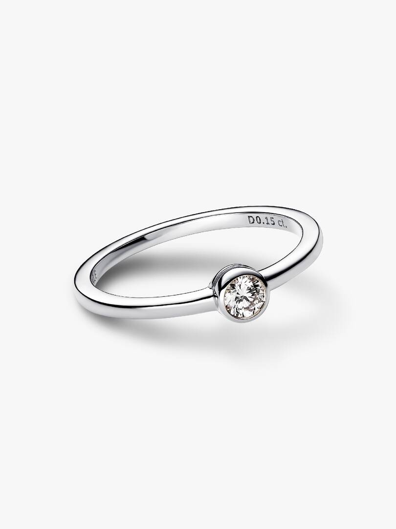 Pandora Era Bezel Sterling Silver Lab-grown Diamond Ring 0.15 ct TW, Sterling silver