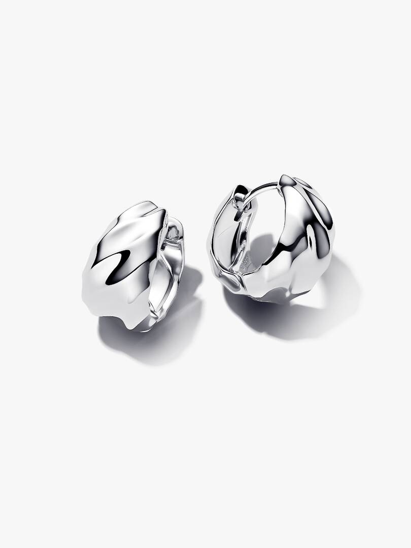 FINAL SALE - Rippled Small Hoop Earrings Sterling silver