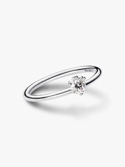FINAL SALE - Pandora Nova Sterling Silver Off-set Lab-grown Diamond Ring 0.25 ct TW, Sterling silver