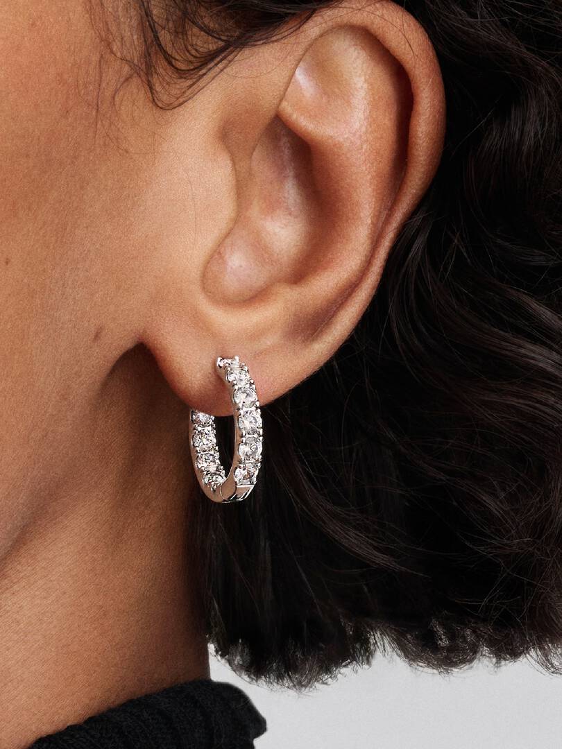Sparkling Row Eternity Hoop Earrings Sterling silver