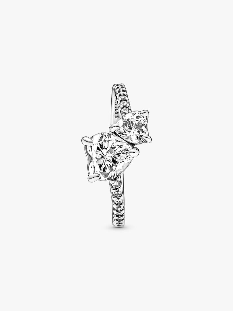 Double Heart Sparkling Ring Sterling silver