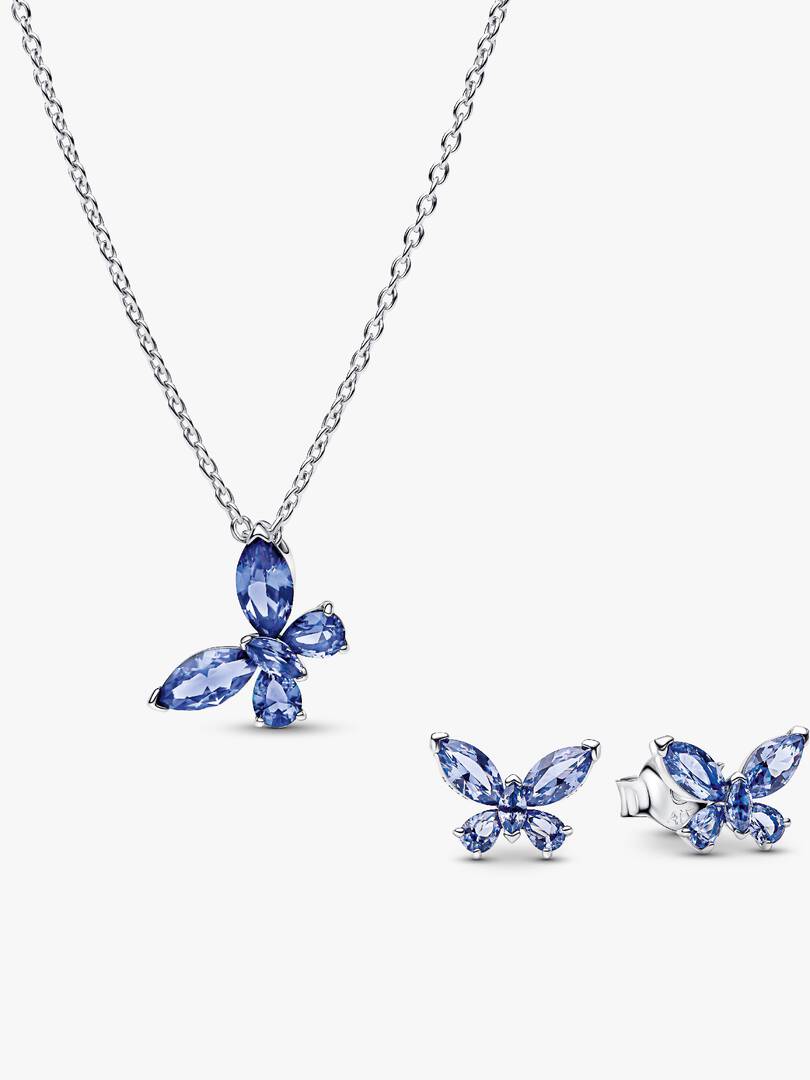 Winter Blue Butterfly Necklace and Earring Set 2 Quantity