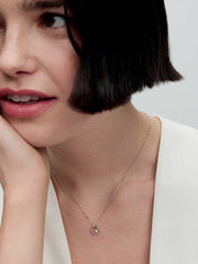 Organically Shaped Pavé Circle & Treated Freshwater Cultured Pearl Collier Necklace Sterling silver