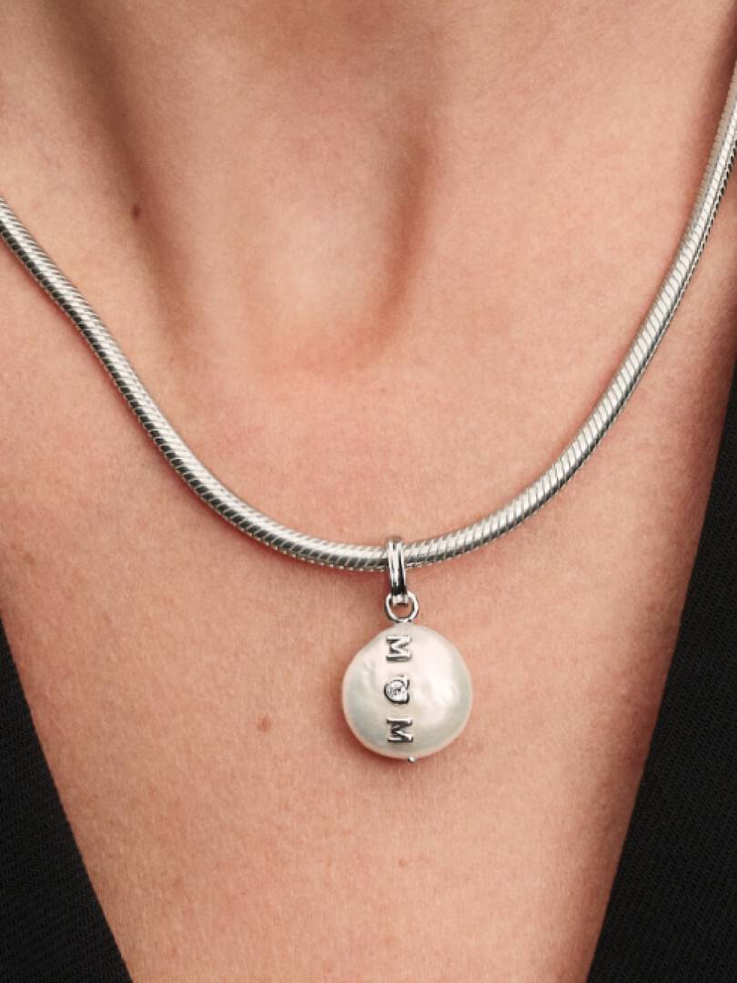 FINAL SALE - Treated Freshwater Cultured Baroque Pearl Mom Dangle Charm Sterling silver