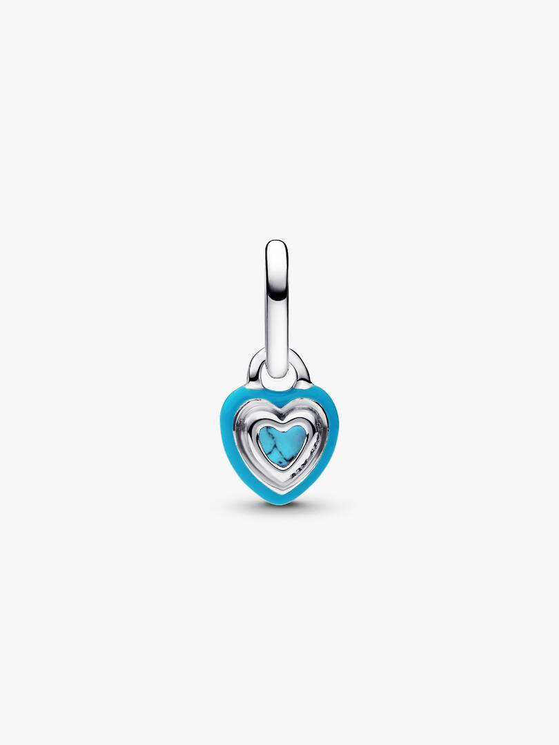 Turquoise-colored Heart Mini Dangle Charm Sterling silver