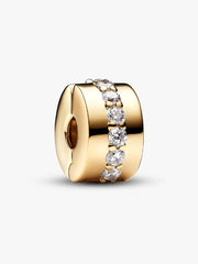 Clear Sparkling Row Clip Charm 14k gold plating