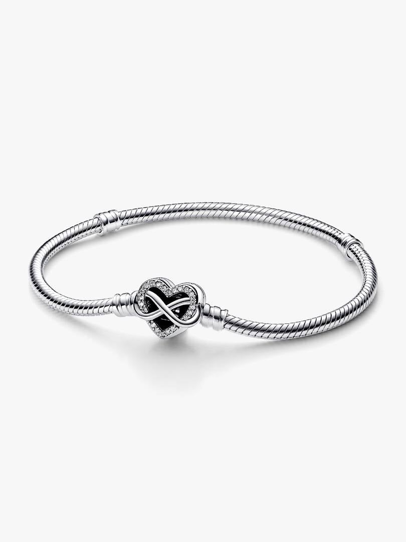 Pandora Moments Sparkling Infinity Heart Clasp Snake Chain Bracelet Sterling silver