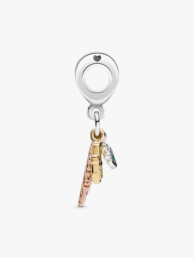 FINAL SALE - Hamsa, All-seeing Eye & Feather Spirituality Dangle Charm Sterling silver, 14k gold plating, 14k rose gold plating