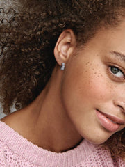 FINAL SALE - Double Band Pavé Hoop Earrings Sterling silver