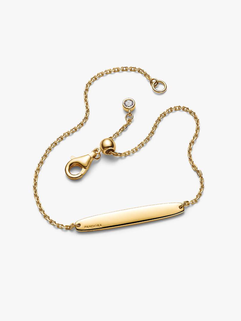 Engravable Bar Chain Bracelet 14k gold plating