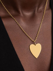 Engravable Heart Oversized Tag Pendant 14k gold plating