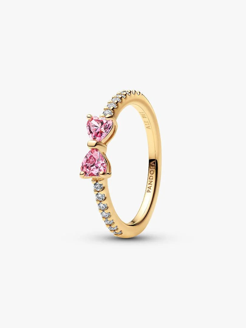 Sparkling Pink Bow Ring 14k gold plating