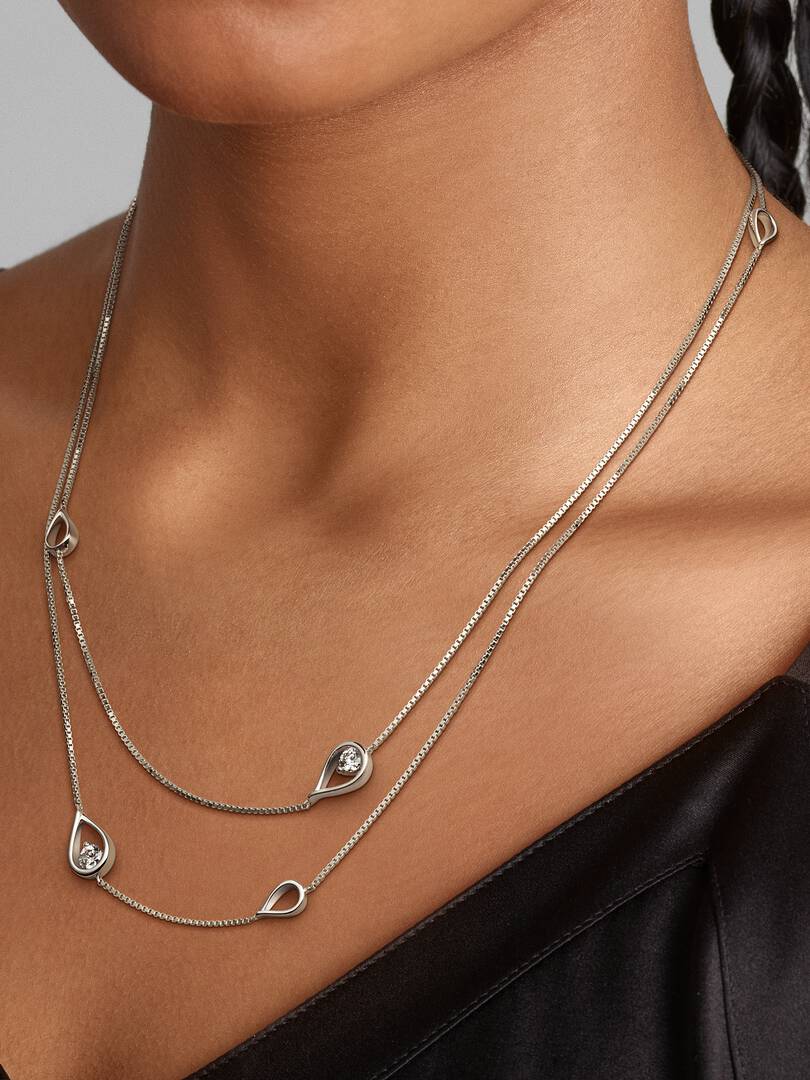 FINAL SALE - Pandora Infinite 14k White Gold Lab-grown Diamond Long Pendant Necklace 0.50 ct TW, 14k white gold