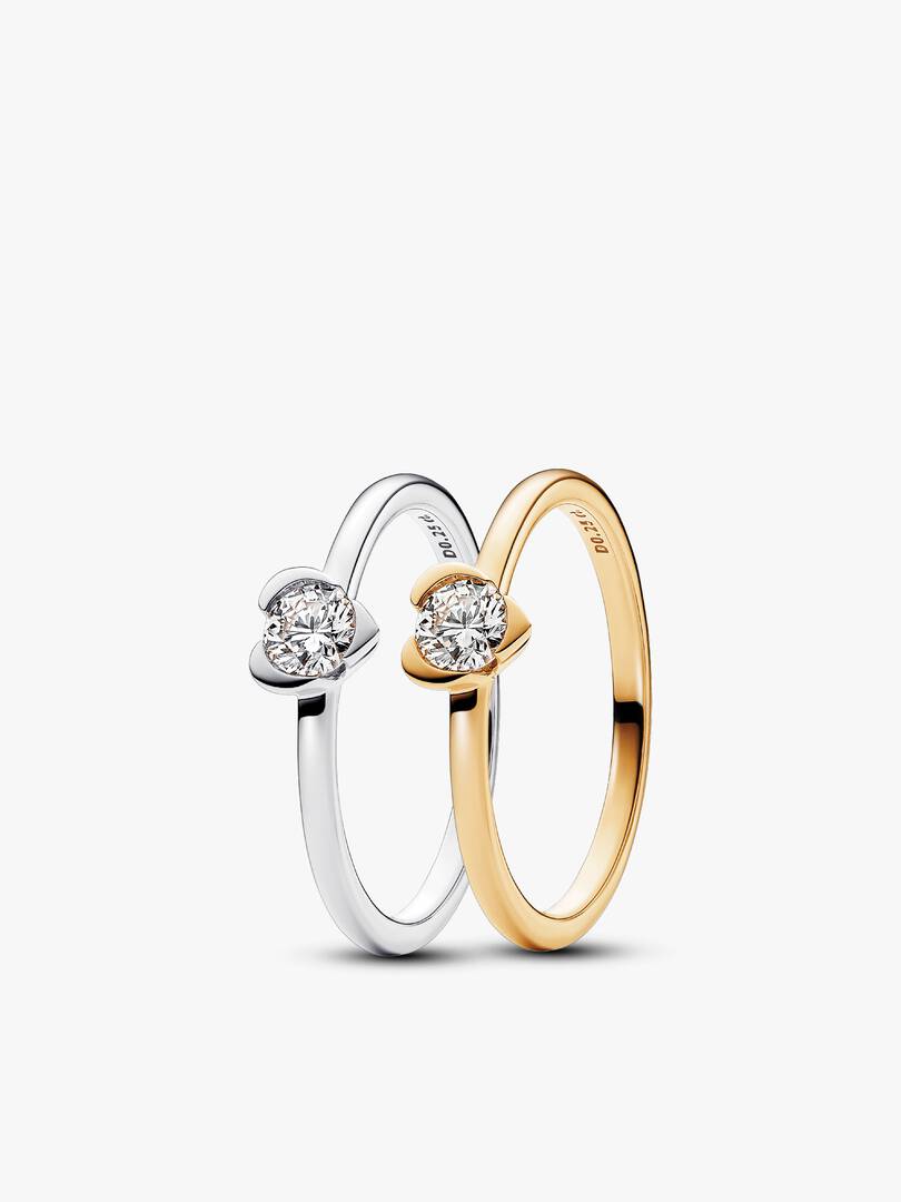 Lab-Grown Diamond Heart Ring Set 2 Quantity