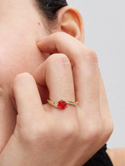 Disney Beauty and the Beast Enchanted Rose Ring 14k gold plating