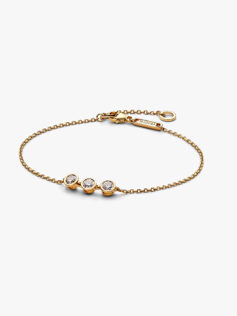 FINAL SALE - Pandora Era Bezel 14k Gold Triple Lab-grown Diamond Chain Bracelet 0.45 ct TW, 14k gold