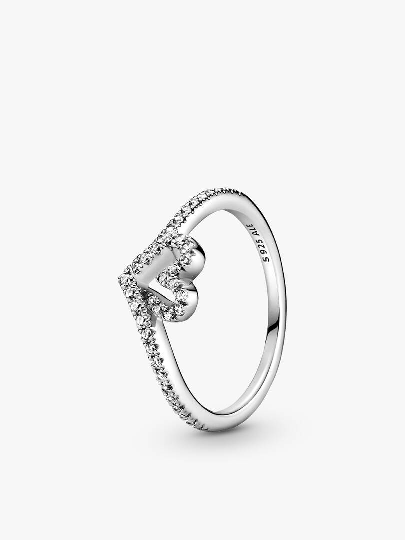Sparkling Wishbone Heart Ring Set 2 Quantity