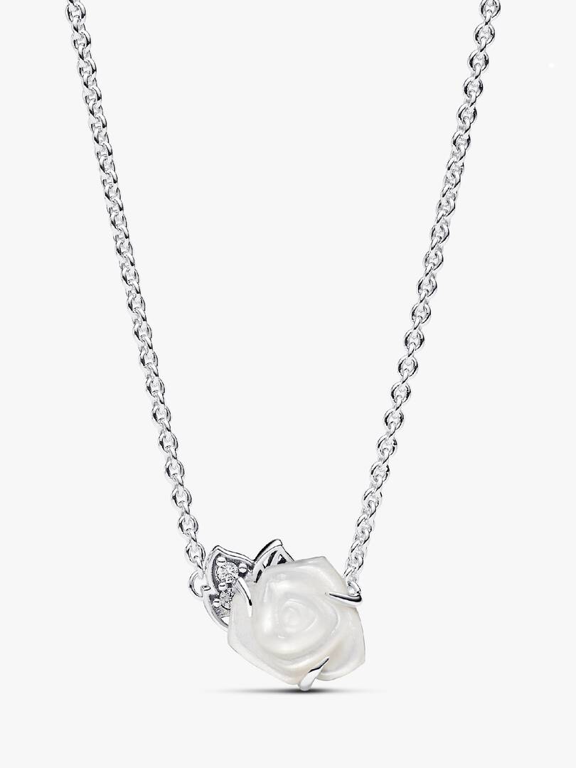 FINAL SALE - White Rose in Bloom Collier Necklace Sterling silver